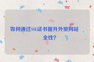 如何通過SSL證書提升外貿(mào)網(wǎng)站安全性？
