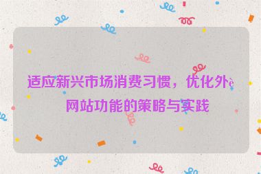 適應(yīng)新興市場(chǎng)消費(fèi)習(xí)慣，優(yōu)化外貿(mào)網(wǎng)站功能的策略與實(shí)踐