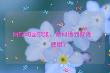 網(wǎng)站動(dòng)畫效果，如何恰到好處地使用？