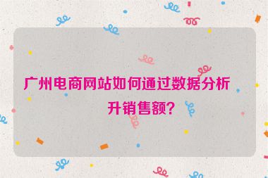 廣州電商網(wǎng)站如何通過數(shù)據(jù)分析提升銷售額？