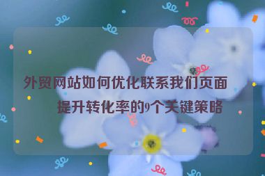 外貿(mào)網(wǎng)站如何優(yōu)化聯(lián)系我們頁面？提升轉(zhuǎn)化率的9個(gè)關(guān)鍵策略