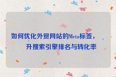 如何優(yōu)化外貿(mào)網(wǎng)站的Meta標(biāo)簽，提升搜索引擎排名與轉(zhuǎn)化率