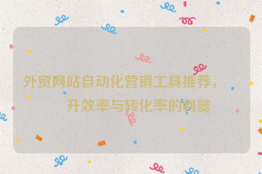 外貿(mào)網(wǎng)站自動(dòng)化營(yíng)銷工具推薦，提升效率與轉(zhuǎn)化率的利器