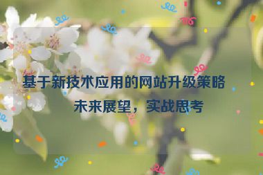 基于新技術(shù)應(yīng)用的網(wǎng)站升級(jí)策略與未來(lái)展望，實(shí)戰(zhàn)思考