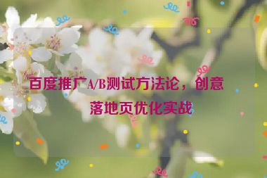 百度推廣A/B測試方法論，創(chuàng)意、落地頁優(yōu)化實戰(zhàn)
