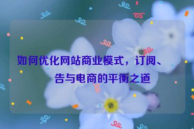 如何優(yōu)化網(wǎng)站商業(yè)模式，訂閱、廣告與電商的平衡之道