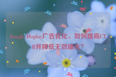 Google Display廣告優(yōu)化，如何提高CTR并降低無效曝光？