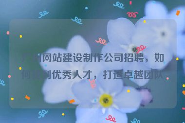 廣州網(wǎng)站建設(shè)制作公司招聘，如何找到優(yōu)秀人才，打造卓越團(tuán)隊(duì)