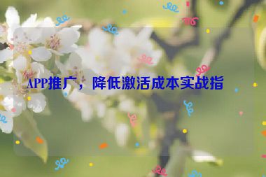 APP推廣，降低激活成本實(shí)戰(zhàn)指南