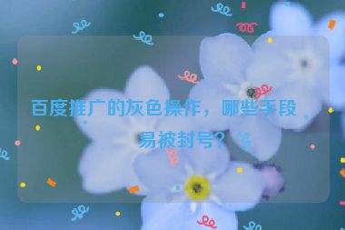 百度推廣的灰色操作，哪些手段容易被封號？