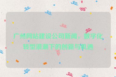 廣州網(wǎng)站建設(shè)公司新聞，數(shù)字化轉(zhuǎn)型浪潮下的創(chuàng)新與機(jī)遇