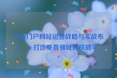 行業(yè)門戶網(wǎng)站運營戰(zhàn)略與實戰(zhàn)布局，打造垂直領(lǐng)域的權(quán)威平臺