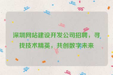 深圳網(wǎng)站建設(shè)開(kāi)發(fā)公司招聘，尋找技術(shù)精英，共創(chuàng)數(shù)字未來(lái)