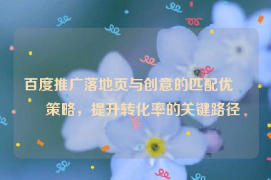 百度推廣落地頁與創(chuàng)意的匹配優(yōu)化策略，提升轉(zhuǎn)化率的關(guān)鍵路徑
