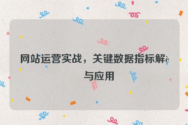網(wǎng)站運(yùn)營實戰(zhàn)，關(guān)鍵數(shù)據(jù)指標(biāo)解讀與應(yīng)用