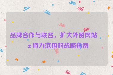 品牌合作與聯(lián)名，擴大外貿(mào)網(wǎng)站影響力范圍的戰(zhàn)略指南