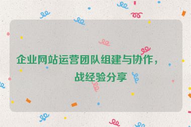 企業(yè)網(wǎng)站運(yùn)營團(tuán)隊(duì)組建與協(xié)作，實(shí)戰(zhàn)經(jīng)驗(yàn)分享