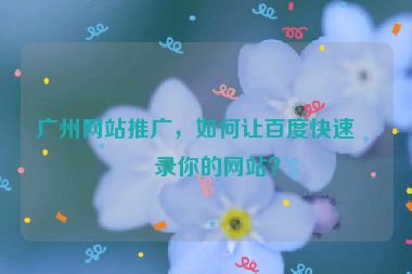 廣州網(wǎng)站推廣，如何讓百度快速收錄你的網(wǎng)站？