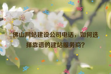 佛山網(wǎng)站建設(shè)公司電話，如何選擇靠譜的建站服務(wù)商？