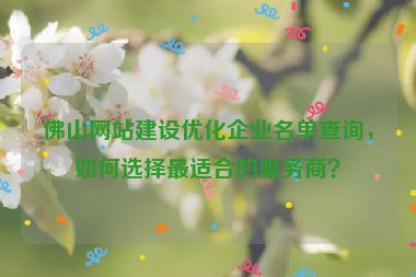 佛山網(wǎng)站建設(shè)優(yōu)化企業(yè)名單查詢，如何選擇最適合的服務(wù)商？