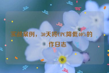 實戰(zhàn)案例，30天將CPC降低40%的操作日志