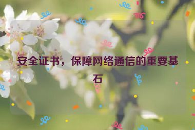 安全證書，保障網(wǎng)絡(luò)通信的重要基石