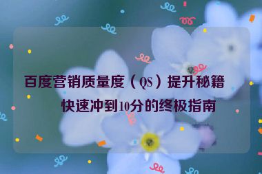百度營銷質(zhì)量度（QS）提升秘籍，快速?zèng)_到10分的終極指南