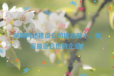 深圳網(wǎng)站建設(shè)公司排名前十，哪家最適合您的企業(yè)？