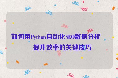 如何用Python自動化SEO數(shù)據(jù)分析？提升效率的關(guān)鍵技巧