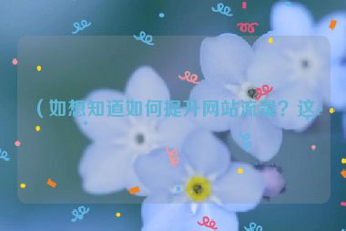 （如想知道如何提升網(wǎng)站流量？這里有答案）