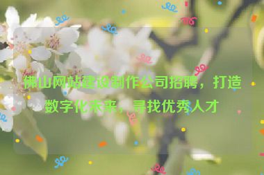 佛山網(wǎng)站建設(shè)制作公司招聘，打造數(shù)字化未來，尋找優(yōu)秀人才