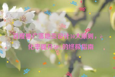 百度推廣落地頁設(shè)計10大原則，轉(zhuǎn)化率提升50%的終極指南