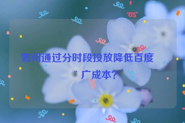 如何通過分時段投放降低百度推廣成本？