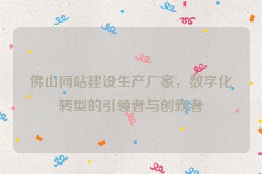 佛山網(wǎng)站建設(shè)生產(chǎn)廠家，數(shù)字化轉(zhuǎn)型的引領(lǐng)者與創(chuàng)新者