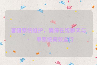 客服系統(tǒng)維護，確保在線聊天與工單系統(tǒng)高效運行