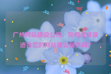 廣州網(wǎng)站建設(shè)公司，如何選擇最適合您的網(wǎng)站建設(shè)服務(wù)商？