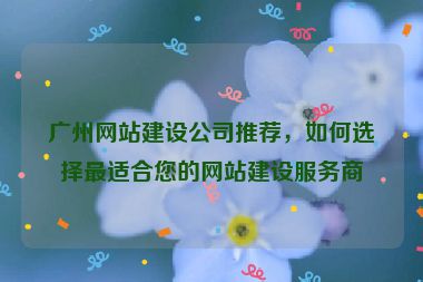 廣州網(wǎng)站建設(shè)公司推薦，如何選擇最適合您的網(wǎng)站建設(shè)服務(wù)商