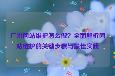 廣州網(wǎng)站維護怎么做？全面解析網(wǎng)站維護的關(guān)鍵步驟與最佳實踐