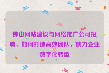 佛山網(wǎng)站建設(shè)與網(wǎng)絡(luò)推廣公司招聘，如何打造高效團隊，助力企業(yè)數(shù)字化轉(zhuǎn)型