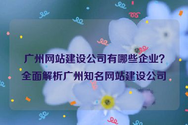 廣州網(wǎng)站建設(shè)公司有哪些企業(yè)？全面解析廣州知名網(wǎng)站建設(shè)公司