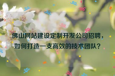 佛山網(wǎng)站建設(shè)定制開發(fā)公司招聘，如何打造一支高效的技術(shù)團(tuán)隊(duì)？