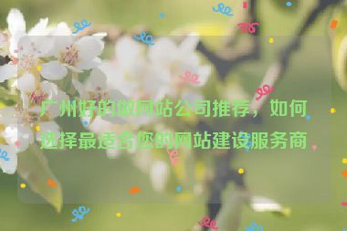 廣州好的做網(wǎng)站公司推薦，如何選擇最適合您的網(wǎng)站建設服務商