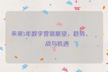 未來5年數(shù)字營銷展望，趨勢、挑戰(zhàn)與機(jī)遇