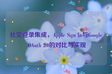 社交登錄集成，Apple Sign In與Google OAuth 2.0的對(duì)比與實(shí)現(xiàn)