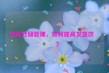 電商倉儲管理，如何提高發(fā)貨效率？