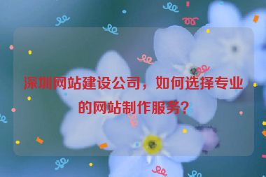 深圳網(wǎng)站建設(shè)公司，如何選擇專業(yè)的網(wǎng)站制作服務(wù)？