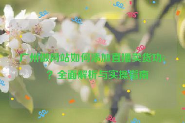 廣州做網(wǎng)站如何添加直播賣貨功能？全面解析與實操指南