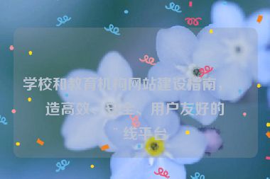 學校和教育機構網站建設指南，打造高效、安全、用戶友好的在線平臺