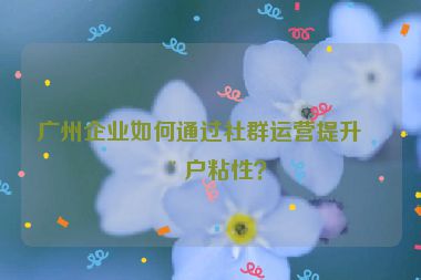 廣州企業(yè)如何通過社群運營提升用戶粘性？