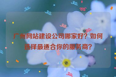 廣州網(wǎng)站建設(shè)公司哪家好？如何選擇最適合你的服務(wù)商？